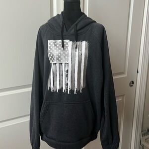 Gray Hoodie by Burly Camo Size L - Unisex Flag Design